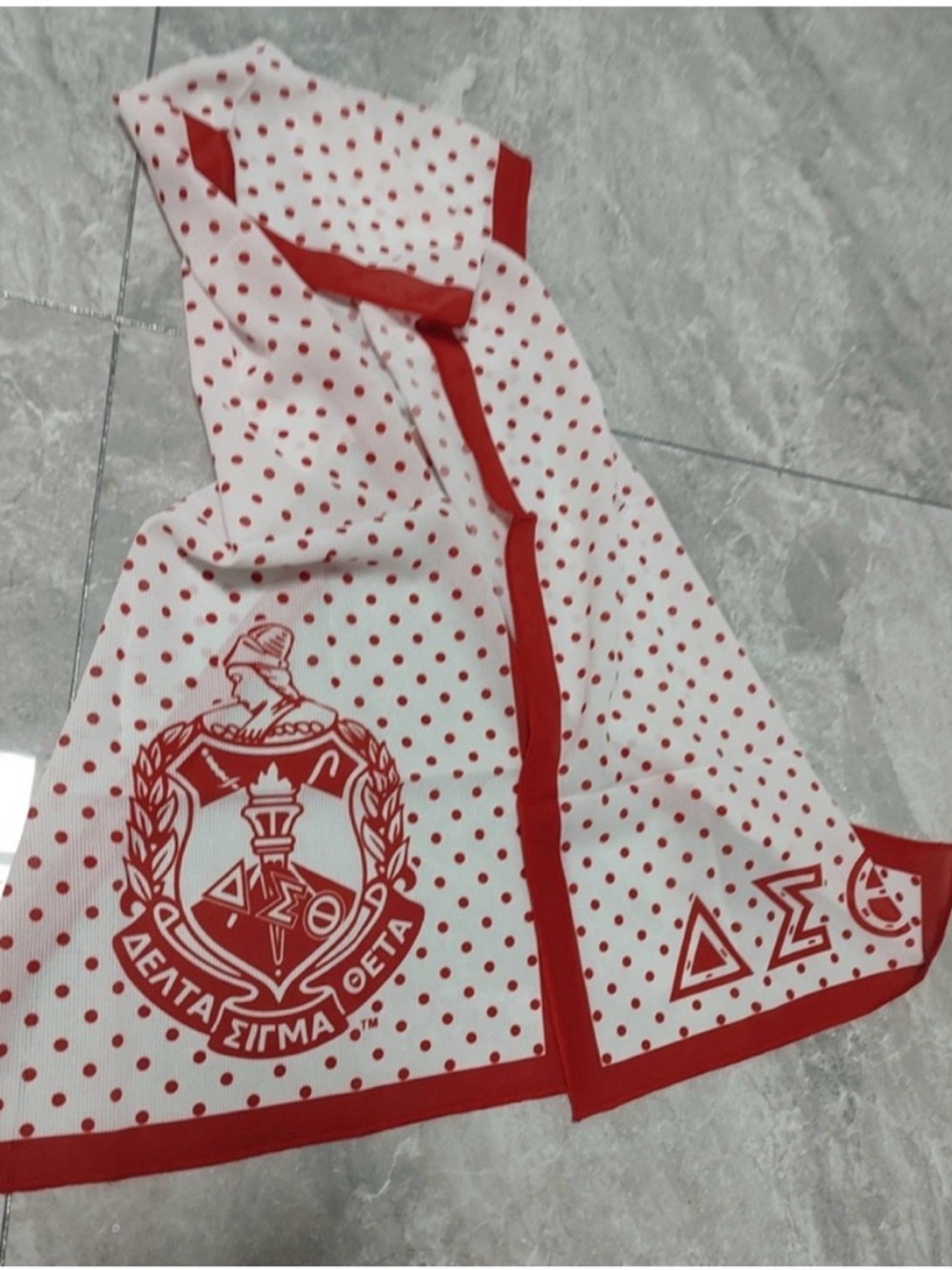 Delta Sigma Theta Red and White Polka Dot Scarf